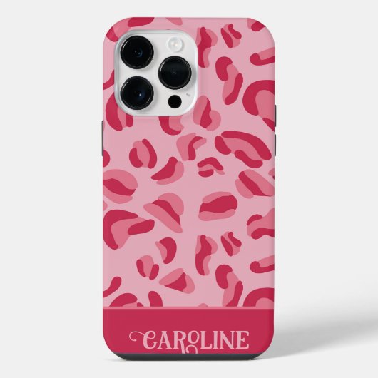 Coque Pour Pour iPhone 14 Pro Max Motif léopard rose (Verso)