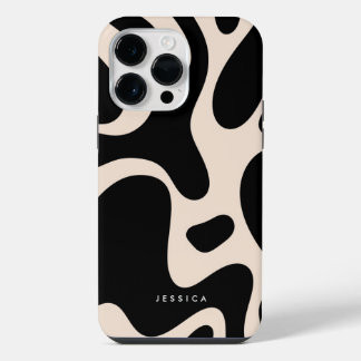 Coque Pour Pour iPhone 14 Pro Max Motif rétro Abstrait noir et beige