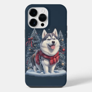 Coque Pour Pour iPhone 14 Pro Max Noël Husky Chien magique Noël Noël Esprit de Noël