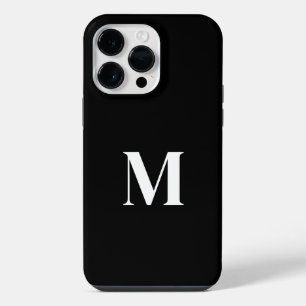 Coque Pour Pour iPhone 14 Pro Max Noir Blanc Nom Personnalisé Monogramme Élégant de