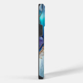 Coque Pour Pour iPhone 14 Pro Max Nom de script Marbre Bleu Aqua Or (Côté droit)