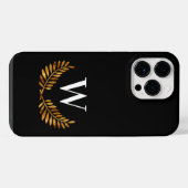 Coque Pour Pour iPhone 14 Pro Max Nom initial du monogramme en or noir couronne (Verso Horizontal)
