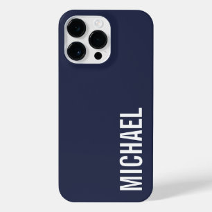 Coque Pour Pour iPhone 14 Pro Max Nom personnalisé bleu marine moderne minimaliste