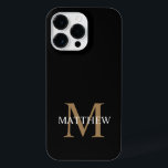 Coque Pour Pour iPhone 14 Pro Max Nom personnalisé Monogramme noir<br><div class="desc">Créez votre propre boîtier de téléphone rond noir personnalisé avec votre nom personnalisé et votre monogramme.</div>