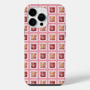 Coque Pour Pour iPhone 14 Pro Max Nounours Ours en Peluche Patchwork Baies Mignon