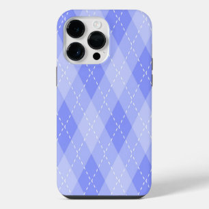 COQUE POUR POUR iPhone 14 PRO MAX NUANCES DE BLEU MOTIFS DIAMANTS ARGYLE