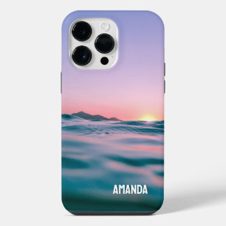 Coque Pour Pour iPhone 14 Pro Max Ocean Water Sun Rise Island Relaxant Nom personnal
