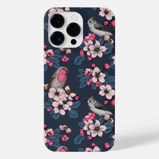 Coque Pour Pour iPhone 14 Pro Max Oiseaux et fleurs (Verso)
