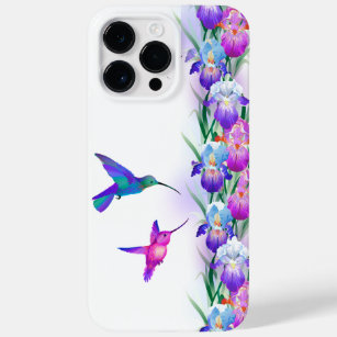 Coque Pour Pour iPhone 14 Pro Max Oiseaux Humming Et Fleurs Iris
