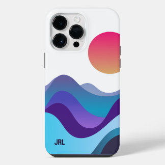 Coque Pour Pour iPhone 14 Pro Max Ondes d'océan Abstrait personnalisées Sun Minimal