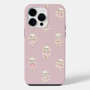 Coque Pour Pour iPhone 14 Pro Max Ours en ballerine rose motif sans couture