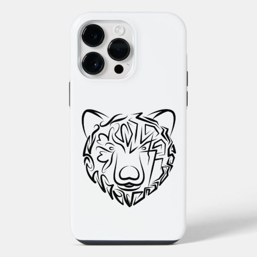 Coque Pour Pour iPhone 14 Pro Max Ours tribal noir et blanc (Verso)
