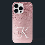 Coque Pour Pour iPhone 14 Pro Max Parties scintillant en métal brossé rose pâle Nom<br><div class="desc">Personnalisez facilement ce design branché de boîtier de téléphone chic avec une jolie parties scintillant brillante rose vif sur un arrière - plan métallique brossé rose vif.</div>