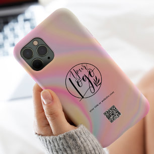 Coque Pour Pour iPhone 14 Pro Max Pastel marbre entreprise logo entreprise qr code