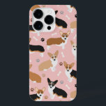 Coque Pour Pour iPhone 14 Pro Max Patrouilles et os de Chiens de Corgi<br><div class="desc">Chiens Corgi mignons aux couleurs fawn,  rouge et tricot avec empreintes de pattes et os de chien motif.</div>
