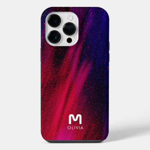 Coque Pour Pour iPhone 14 Pro Max Peinture Abstraite Néon Rouge Bleu Monogramme Pers