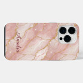 Coque Pour Pour iPhone 14 Pro Max Personalized Modern Rose Quartz Marble Gold (Verso Horizontal)