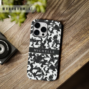 Coque Pour Pour iPhone 14 Pro Max Personnalisable Militaire Blanc Noir Gris Géométri