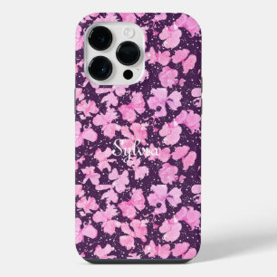 Coque Pour Pour iPhone 14 Pro Max Pétales de fleurs en peinture acrylique rose