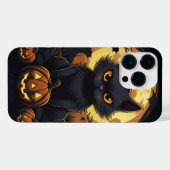 COQUE POUR POUR iPhone 14 PRO MAX PETIT CHAT HALLOWEEN NOIR AVEC CITROUILLES (Verso Horizontal)