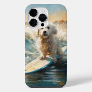 Coque Pour Pour iPhone 14 Pro Max Plage de Coton De Tulear Peinture de surf