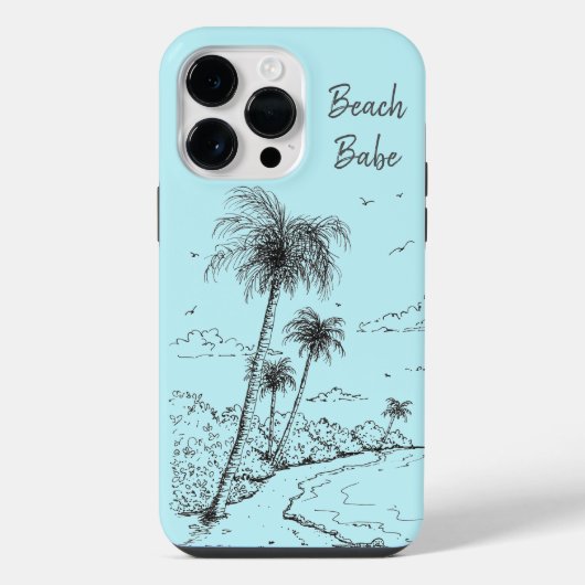 Coque Pour Pour iPhone 14 Pro Max Plage de Palm Tree (Verso)