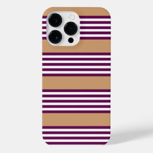 Coque Pour Pour iPhone 14 Pro Max Plum et blanc cinq bandes motif avec bronzage