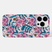 Coque Pour Pour iPhone 14 Pro Max Pois doux et bourdons, rose et bleu (Verso Horizontal)