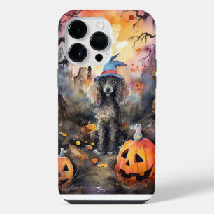 Coque Pour Pour iPhone 14 Pro Max Poodle d'Halloween avec citrouilles effrayant