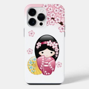 Coque Pour Pour iPhone 14 Pro Max Poupée Kokeshi de printemps - Jolie fille geisha j