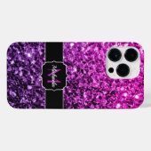 Coque Pour Pour iPhone 14 Pro Max Purple Pink Ombre faux scintillant Monogramme (Verso Horizontal)