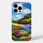 Coque Pour Pour iPhone 14 Pro Max Rainbow Hills et Flowers Two (Verso)