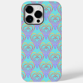 Coque Pour Pour iPhone 14 Pro Max Rainbow Love Motif de coeur sur Turquoise léger