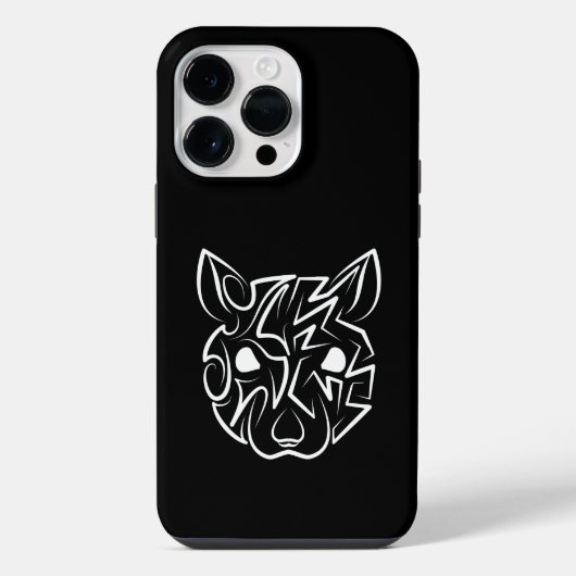 Coque Pour Pour iPhone 14 Pro Max Rat tribal noir et blanc (Verso)