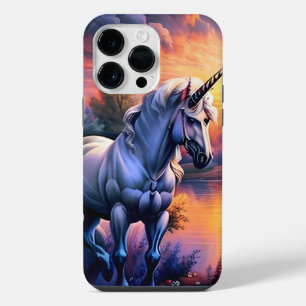 Coque Pour Pour iPhone 14 Pro Max Rivière du lac Sunset Licorne Sept