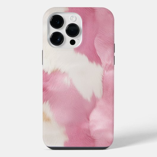 Coque Pour Pour iPhone 14 Pro Max Rose Pâle Cuir de Vache Animal (Verso)