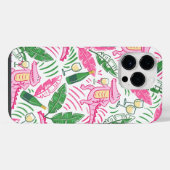 Coque Pour Pour iPhone 14 Pro Max Rose Prépa Crocodile Vert Vin (Verso Horizontal)