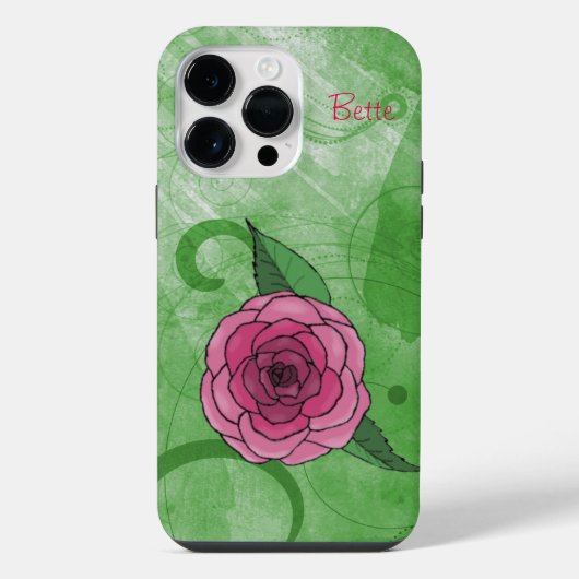 Coque Pour Pour iPhone 14 Pro Max Rose sur vert (Verso)