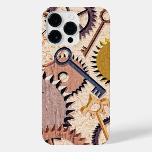 Coque Pour Pour iPhone 14 Pro Max Roues à vapeur, engrenages, clés, vieille carte Pe