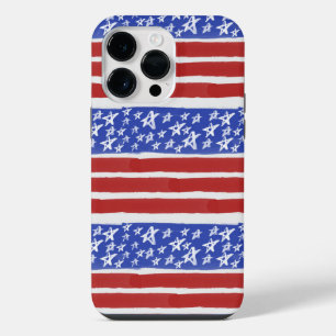 COQUE POUR POUR iPhone 14 PRO MAX ROUGE BLANC BLEU PATRIOTIQUE ÉTOILES ET RAYURES