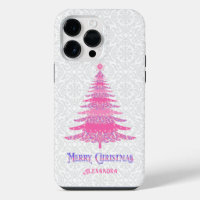 Sapin de Noël Rose Personnalisé avec Nom et Paille