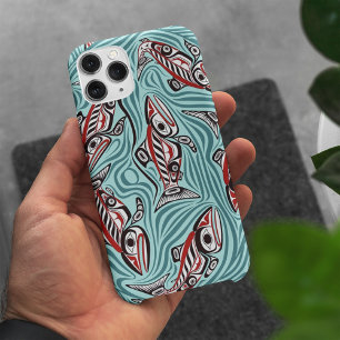 Coque Pour Pour iPhone 14 Pro Max Saumon Esprit d'art Haida Pacifique Nord-Ouest Aut