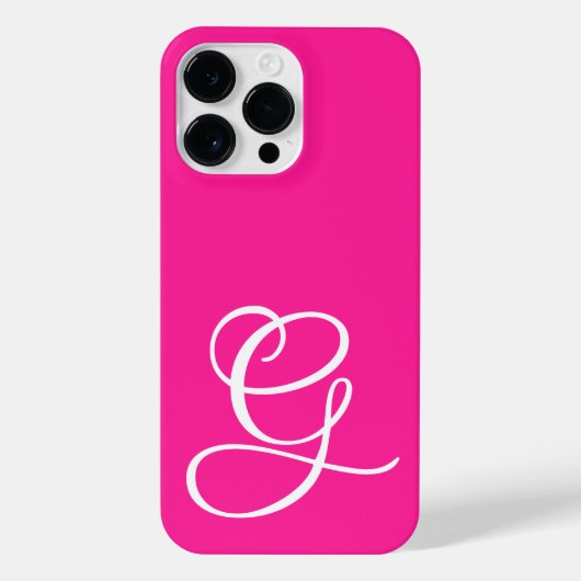 Coque Pour Pour iPhone 14 Pro Max Script Curly Monogramme Hot Rose (Verso)