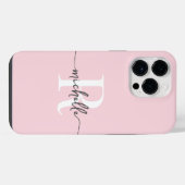 Coque Pour Pour iPhone 14 Pro Max Script moderne élégant Blush rose Monogramme initi (Verso Horizontal)