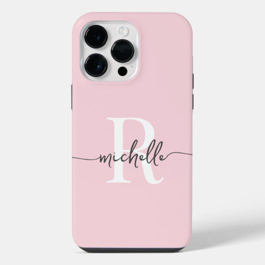 Coque Pour Pour iPhone 14 Pro Max Script moderne élégant Blush rose Monogramme initi (Verso)