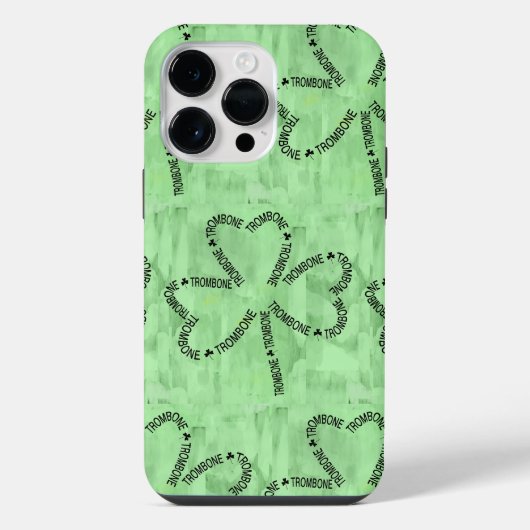 Coque Pour Pour iPhone 14 Pro Max Shamrock de texte Trombone (Verso)
