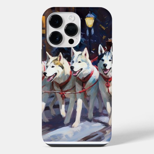 Coque Pour Pour iPhone 14 Pro Max Siberian Husky Saison de Fêtes de Noël (Verso)