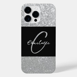Coque Pour Pour iPhone 14 Pro Max Sparkle de luxe Silver Nom de la Parties scintilla