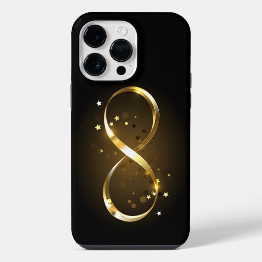 Coque Pour Pour iPhone 14 Pro Max Symbole d'infini doré (Verso)