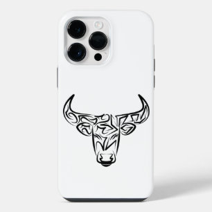 Coque Pour Pour iPhone 14 Pro Max Taureau tribal noir et blanc / Ox